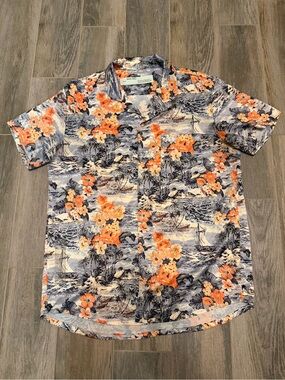 OFF-WHITE "PATTERN" Floral & Sailboat Printed Hawaiian Short-Sleeve Shirt